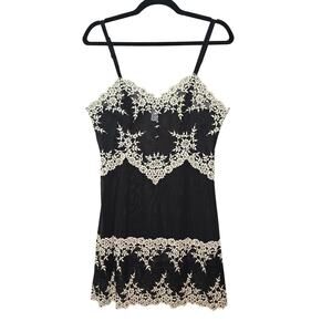 Wacoal Chemise Womens Large Black Lace Slip Dress Nightgown Lingerie Sexy Date